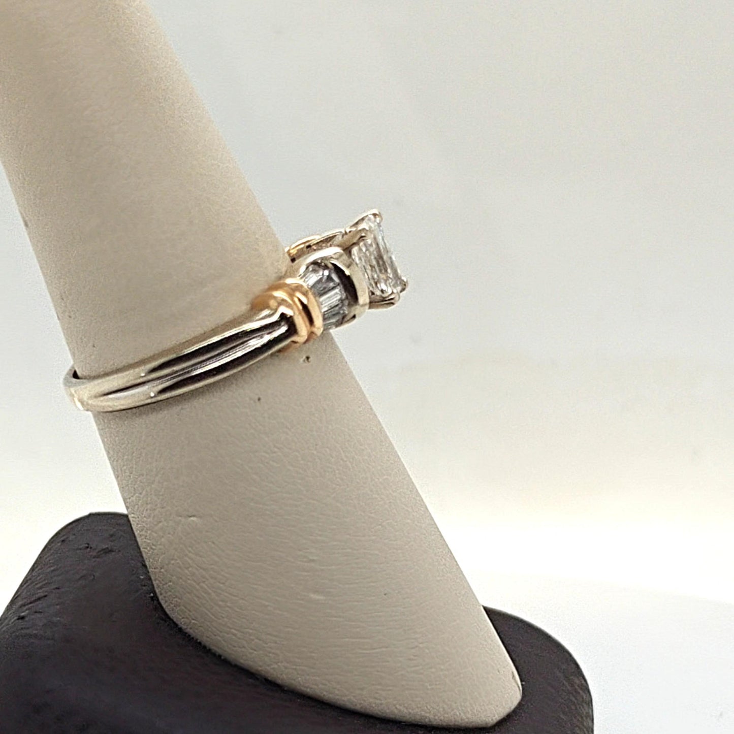 DIAMOND ENGAGEMENT RING 0.70 RADIANT TWO TONE GOLD
