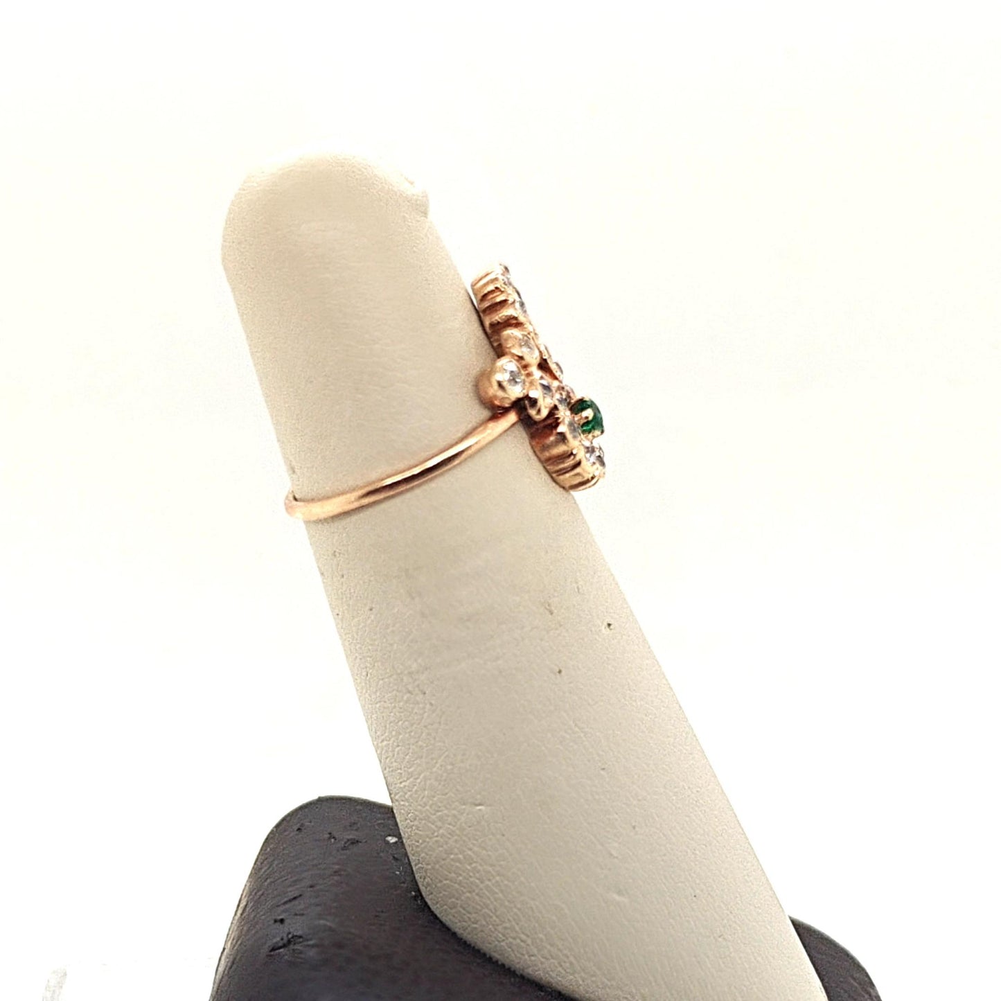 EMERALD AND DIAMOND ESTATE RING HANDMADE YELLOW GOLD