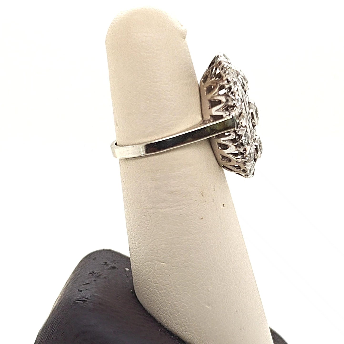 DIAMOND ESTATE RING 2.0CTW MINE CUT WHITE GOLD