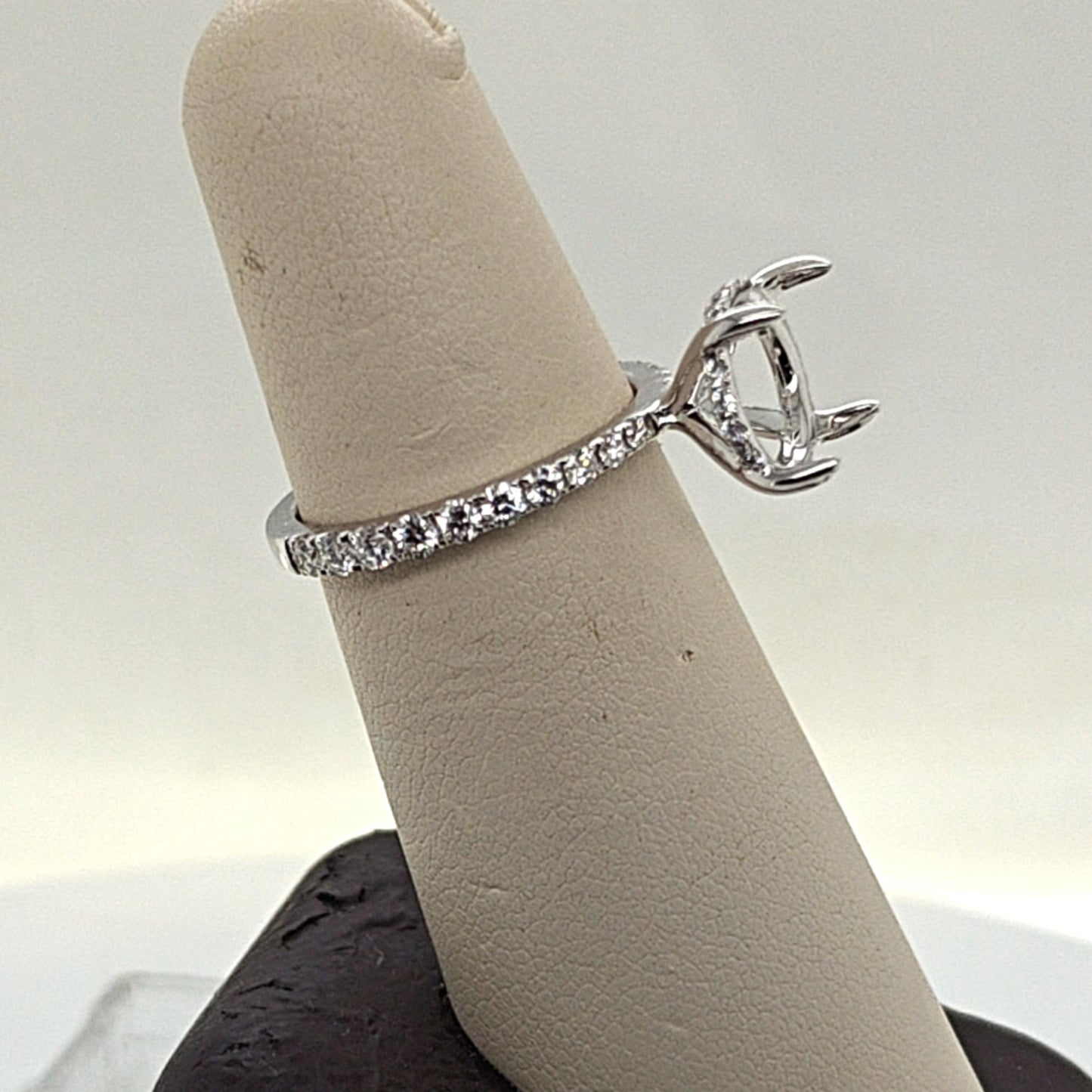 DIAMOND SEMI MOUNT ENGAGEMENT RING HIDDEN HALO 0.72CTW WHITE GOLD