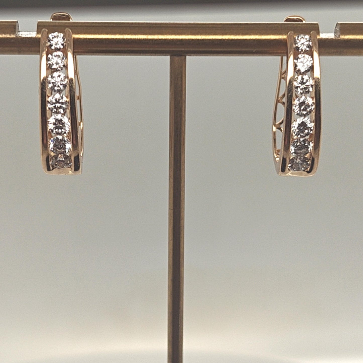 DIAMOND HOOP EARRINGS 1.55CTW YELLOW GOLD