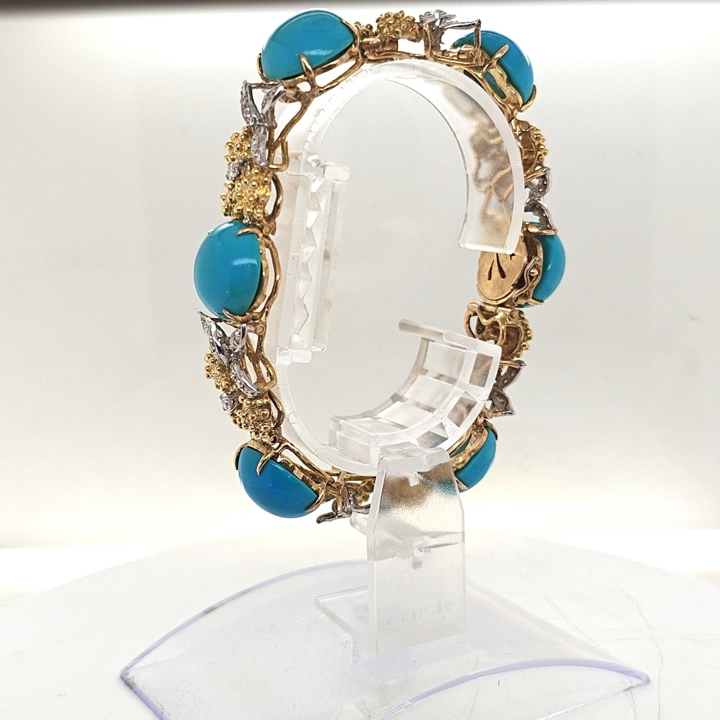 TURQUOISE AND DIAMOND BRACELET YELLOW AND WHITE GOLD