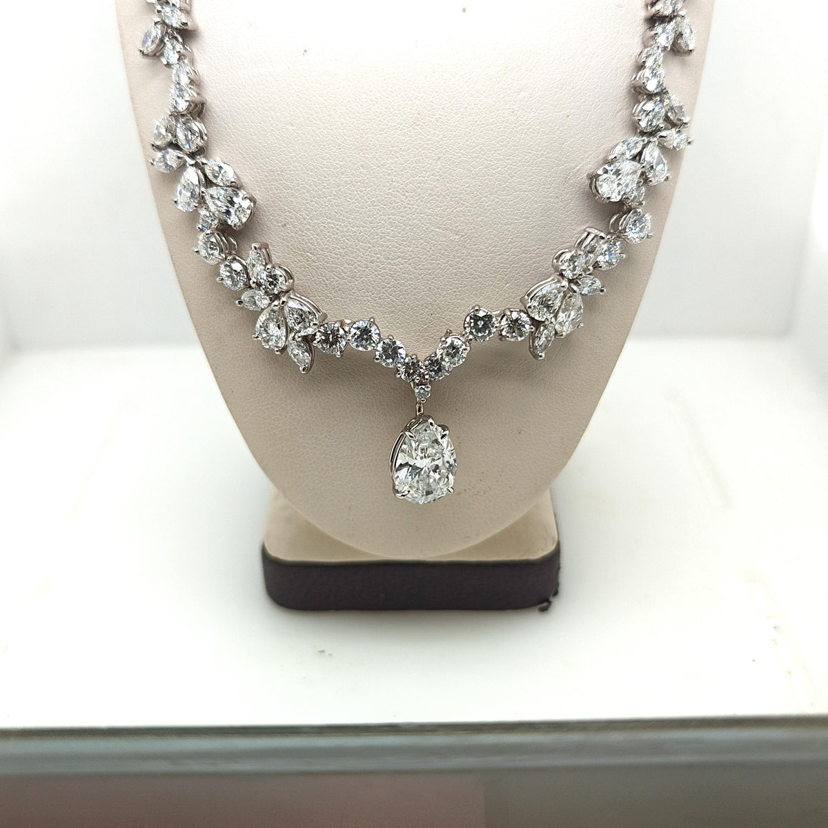 CUSTOM DIAMOND NECKLACE 16.52CTW REMOVABLE DROP PEAR DIAMOND PLATINUM AND GOLD