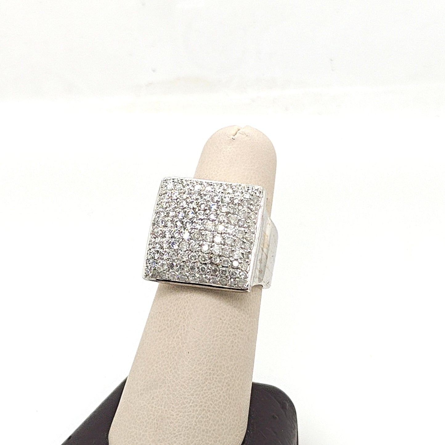DIAMOND SQUARE RING 2.72CTW WHITE GOLD