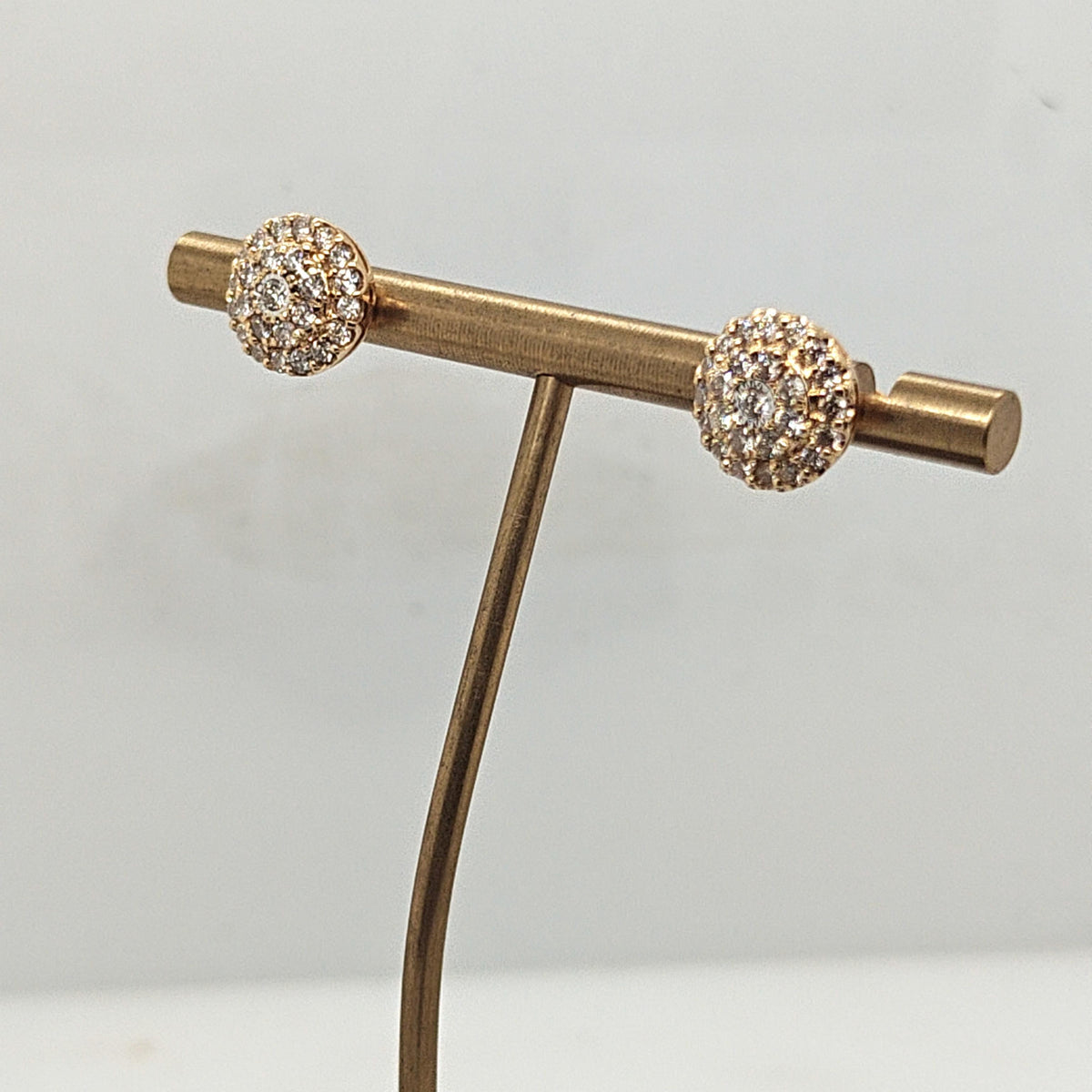 DIAMOND CLUSTER EARRINGS 1.55CTW YELLOW GOLD