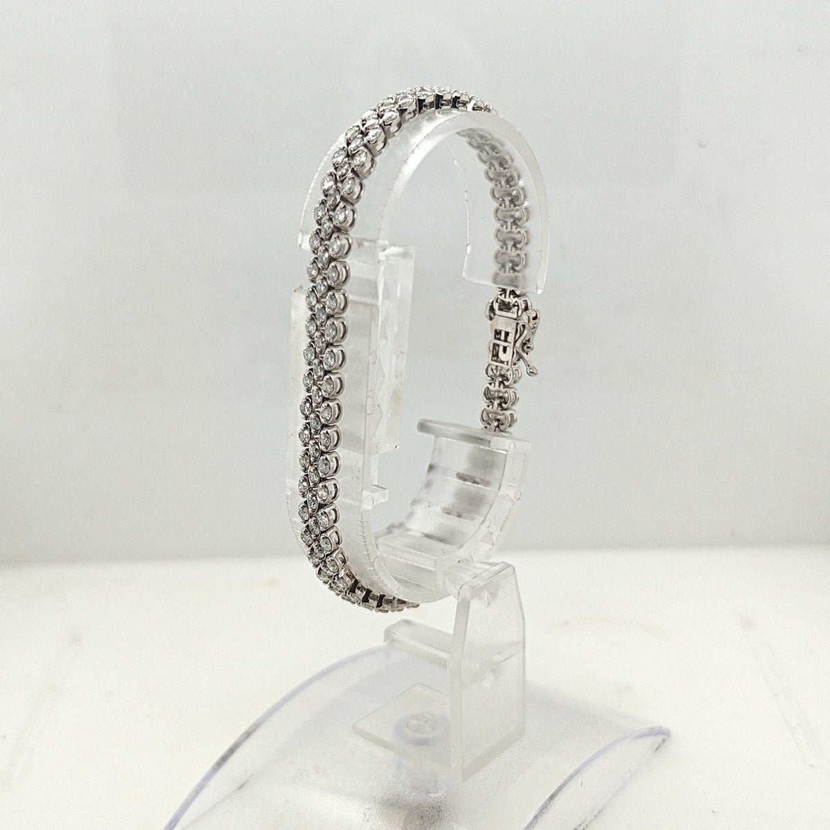 DIAMOND THREE ROW BRACELET 3.98CTW WHITE GOLD
