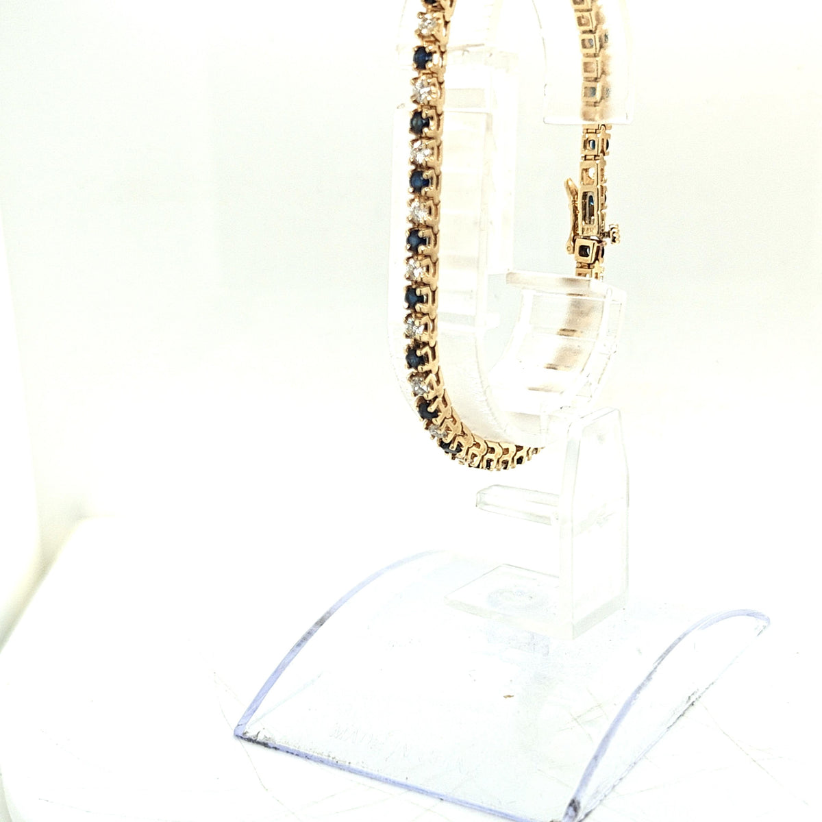 DIAMOND AND SAPPHIRE TENNIS BRACELET YELLOW GOLD