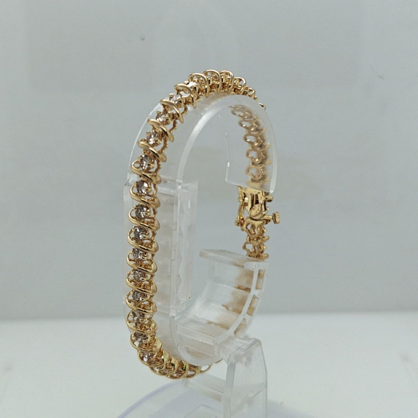 DIAMOND TENNIS BRACELET S LINK 4.05CTW YELLOW GOLD
