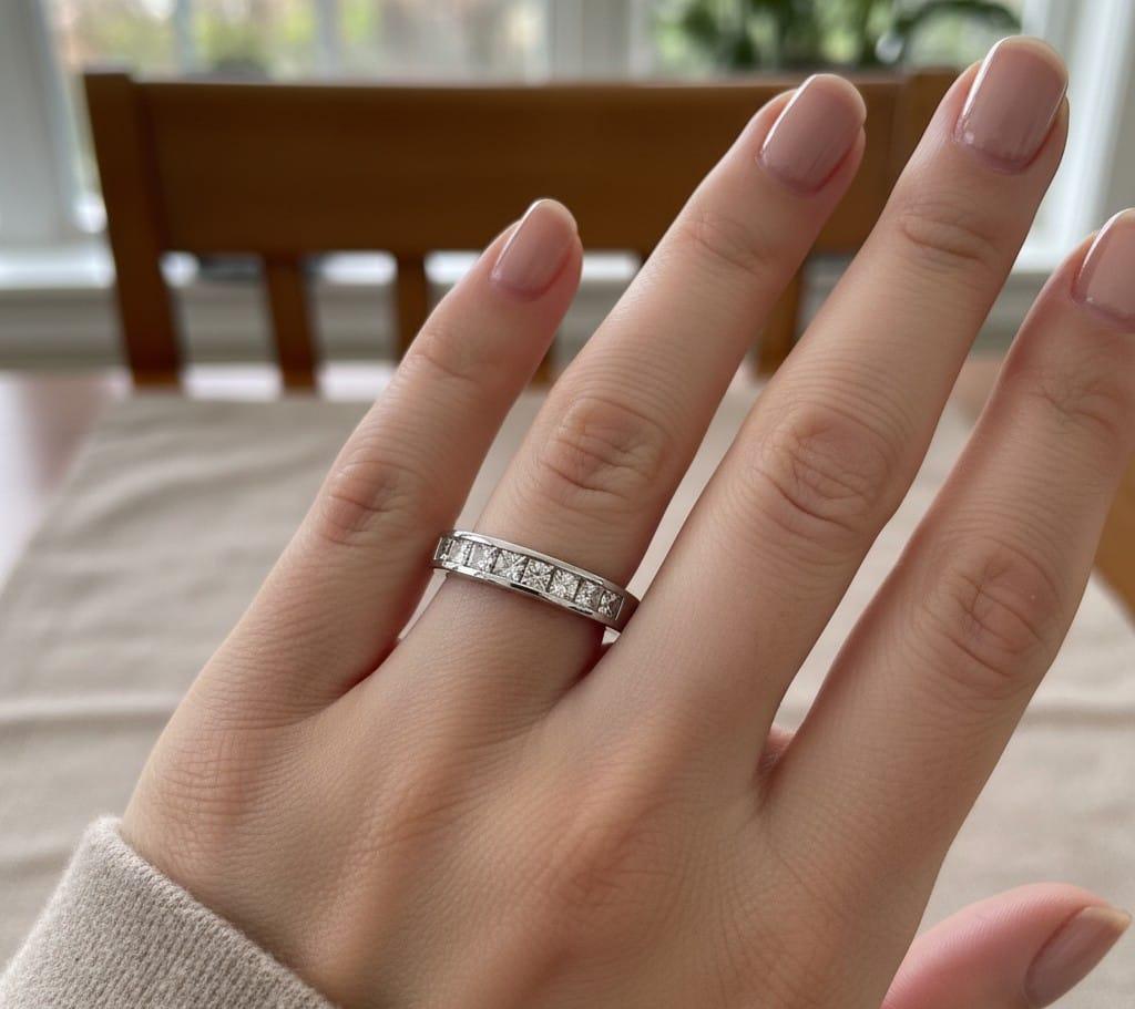 DIAMOND HALF ETERNITY PRINCESS CUT BAND RING 1.33CTW PLATINUM