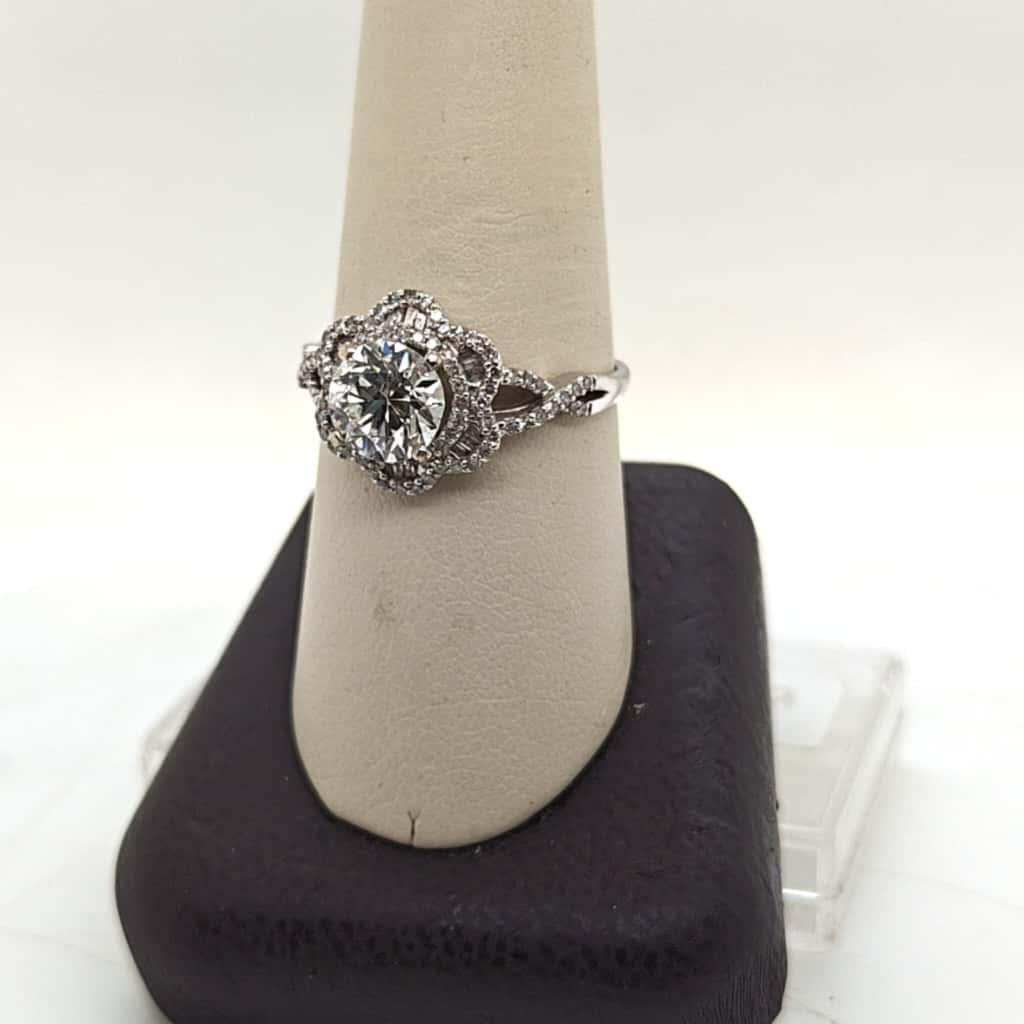 DIAMOND ENGAGEMENT RING 1.48CT EUROPEAN CUT WHITE GOLD