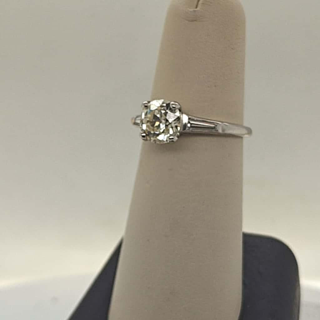 DIAMOND ENGAGEMENT RING MINE CUT 1.62CT PLATINUM