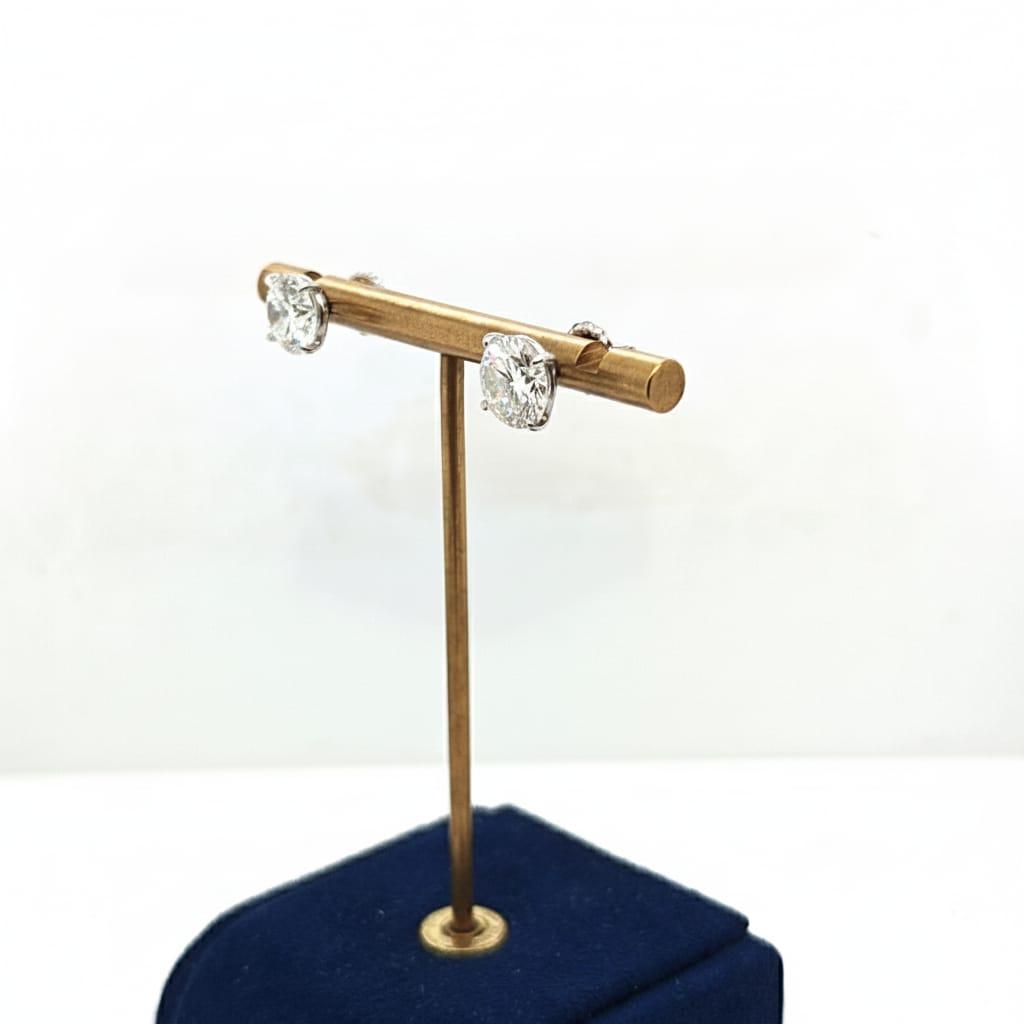 DIAMOND STUD EARRINGS 5.01CTW HANDMADE PLATINUM MARTINI STYLE