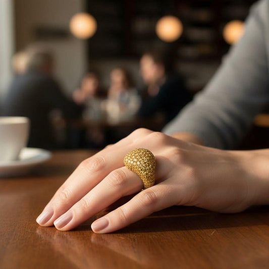 DIAMOND PAVE RING INTENSE FANCY YELLOW DIAMONDS 4.55CTW YELLOW GOLD