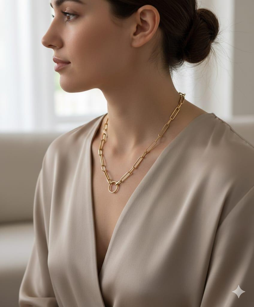 PAPERCLIP NECKLACE YELLOW GOLD