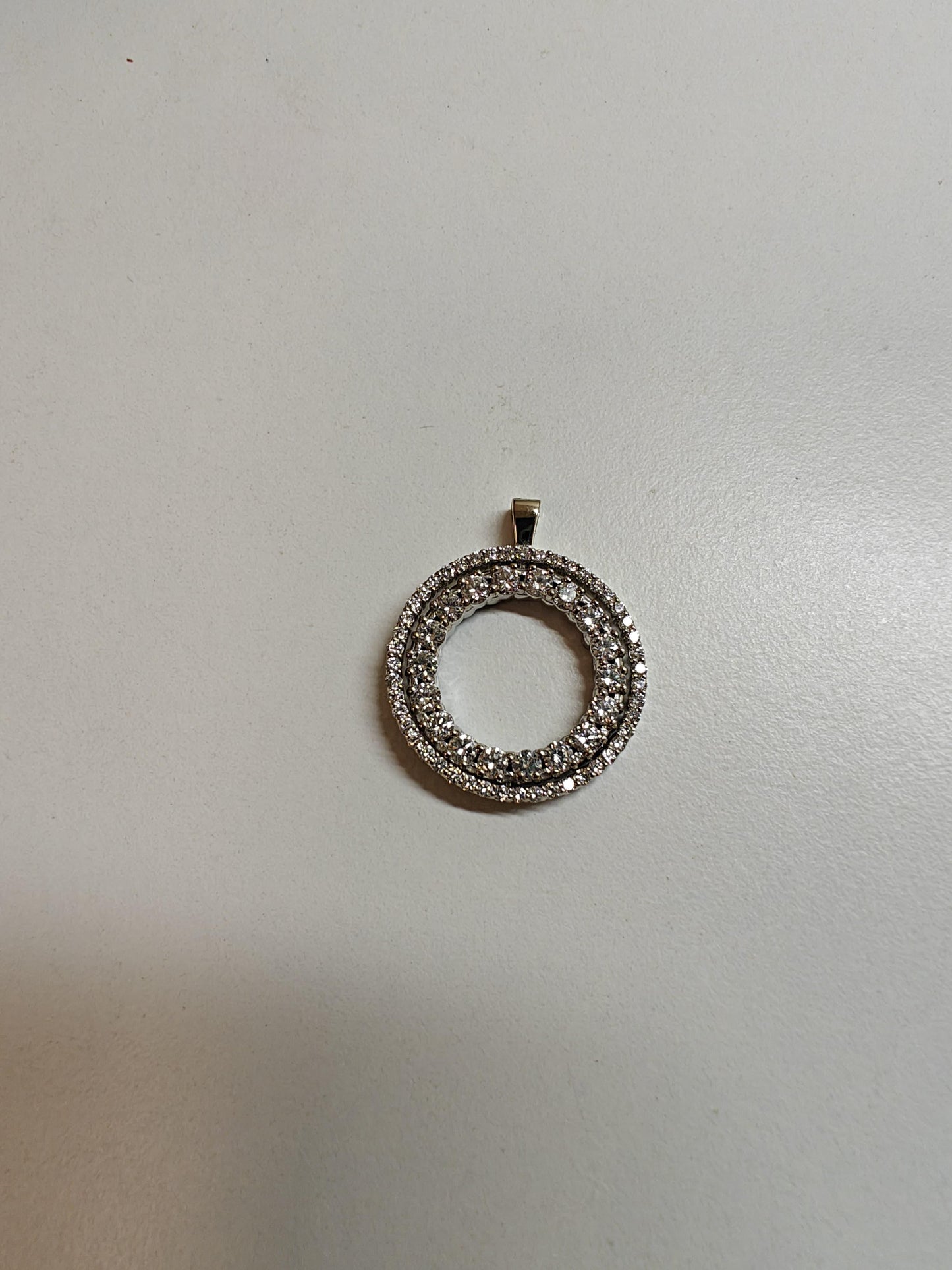 ROBERTO COIN REVERSIBLE DOUBLE CIRCLE PENDANT NECKLACE WHITE AND BLACK DIAMONDS