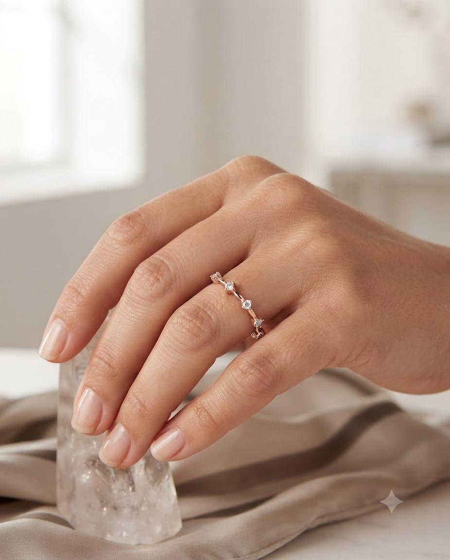 DIAMOND ROSE GOLD BAND RING 0.33CTW