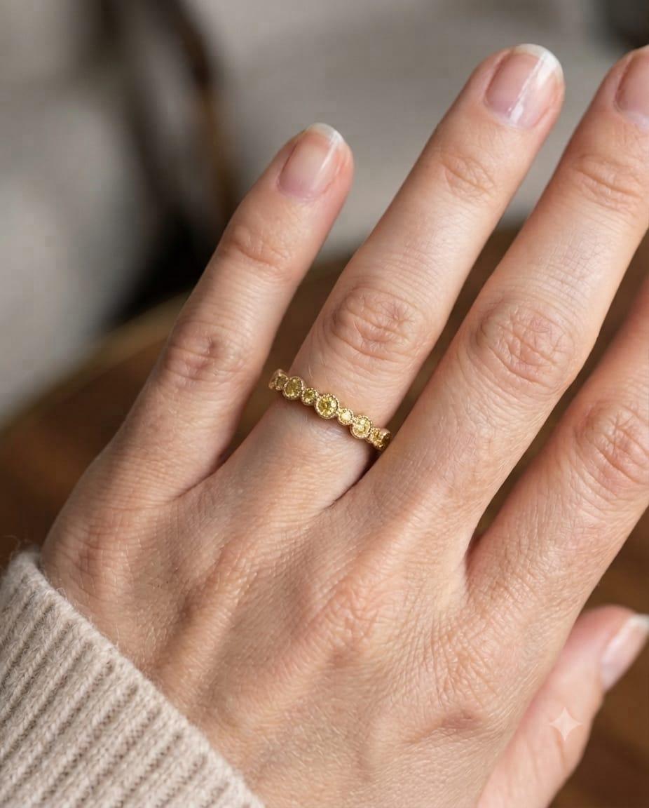 THIN YELLOW DIAMOND ETERNITY BAND RING 0.25CTW YELLOW GOLD