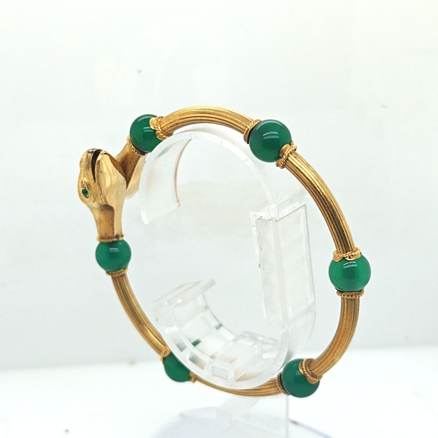 VINTAGE GOLD SNAKE HEAD FLEXIBLE BANGLE YELLOW GOLD