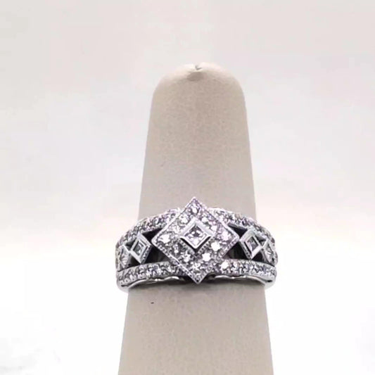 Open Filagree Diamond Ring 18K WG