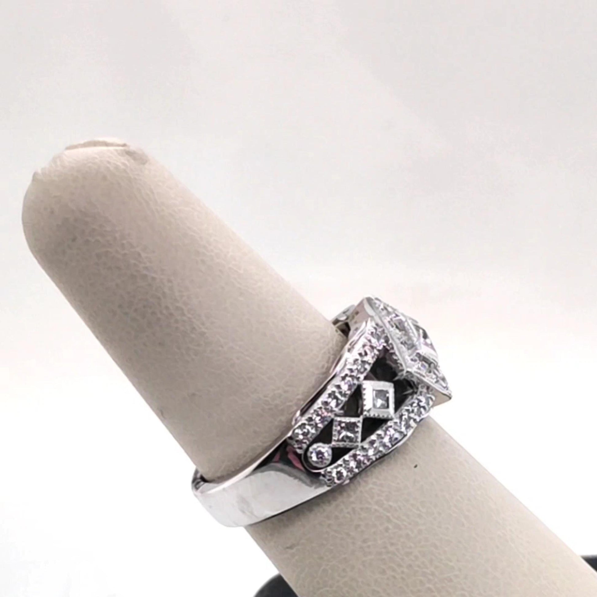 Open Filagree Diamond Ring 18K WG
