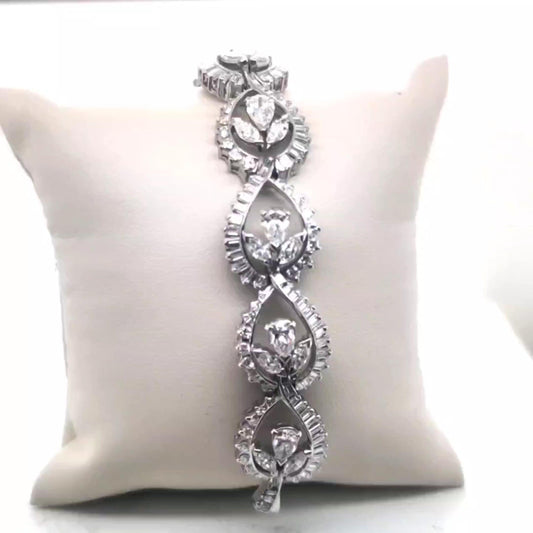 Diamond Flower Bracelet Platinum 12.85CTW