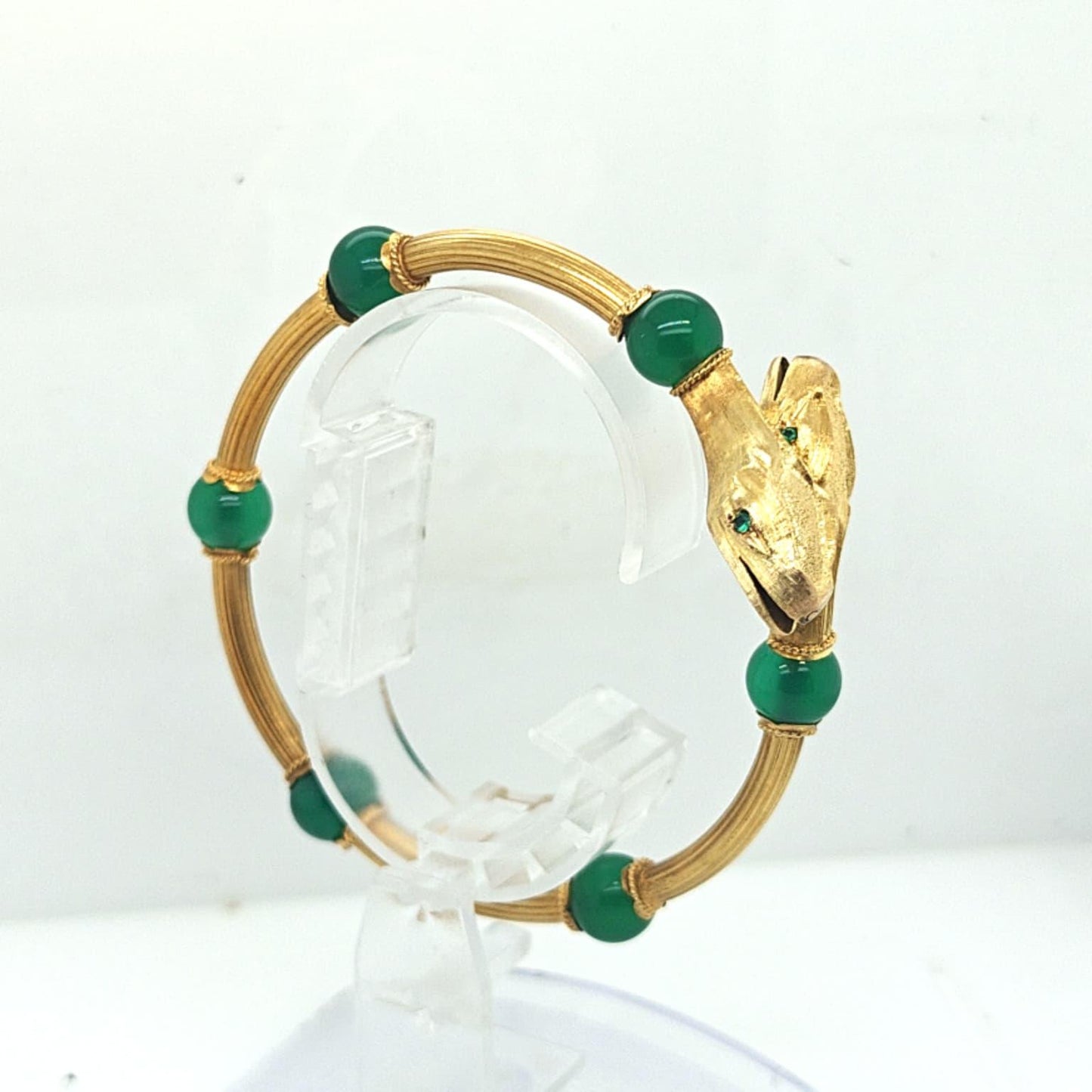 VINTAGE GOLD SNAKE HEAD FLEXIBLE BANGLE YELLOW GOLD
