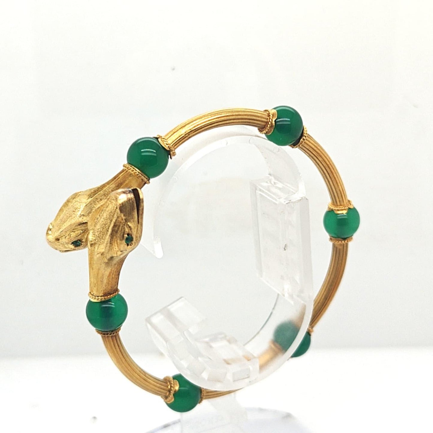 VINTAGE GOLD SNAKE HEAD FLEXIBLE BANGLE YELLOW GOLD