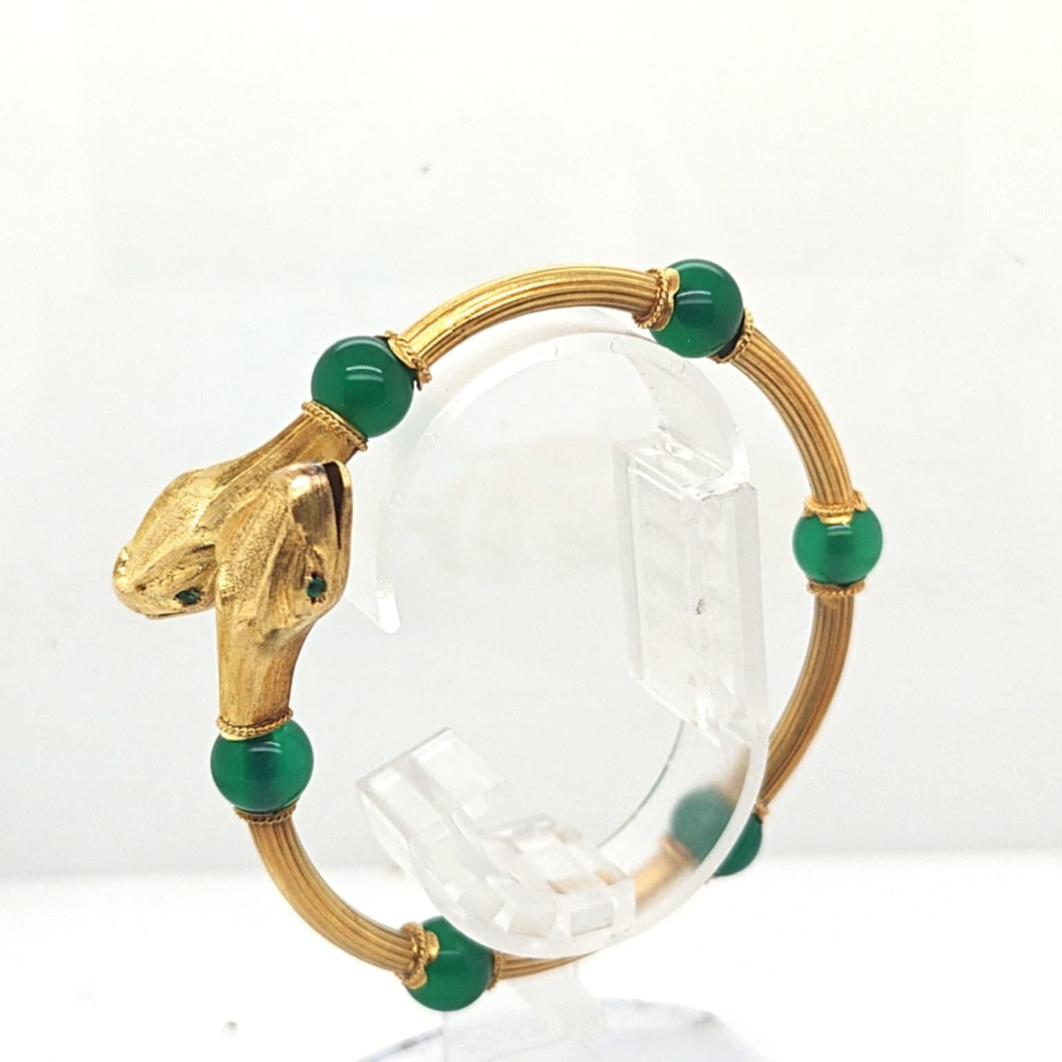 VINTAGE GOLD SNAKE HEAD FLEXIBLE BANGLE YELLOW GOLD