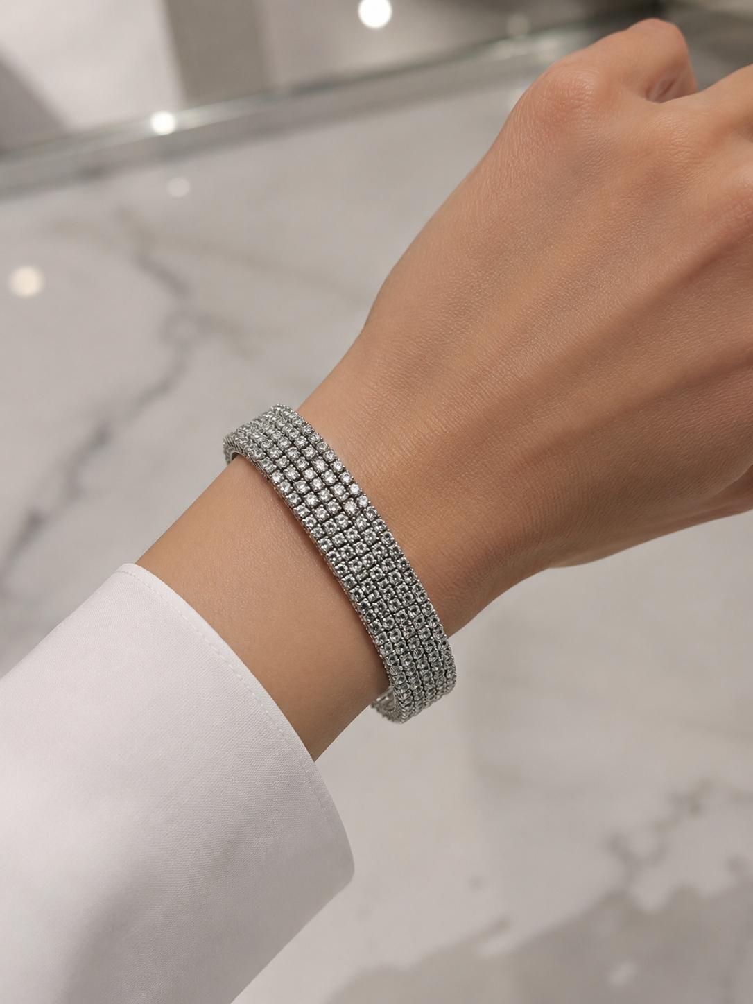 DIAMOND FIVE ROW BRACELET 16.07CTW WHITE GOLD