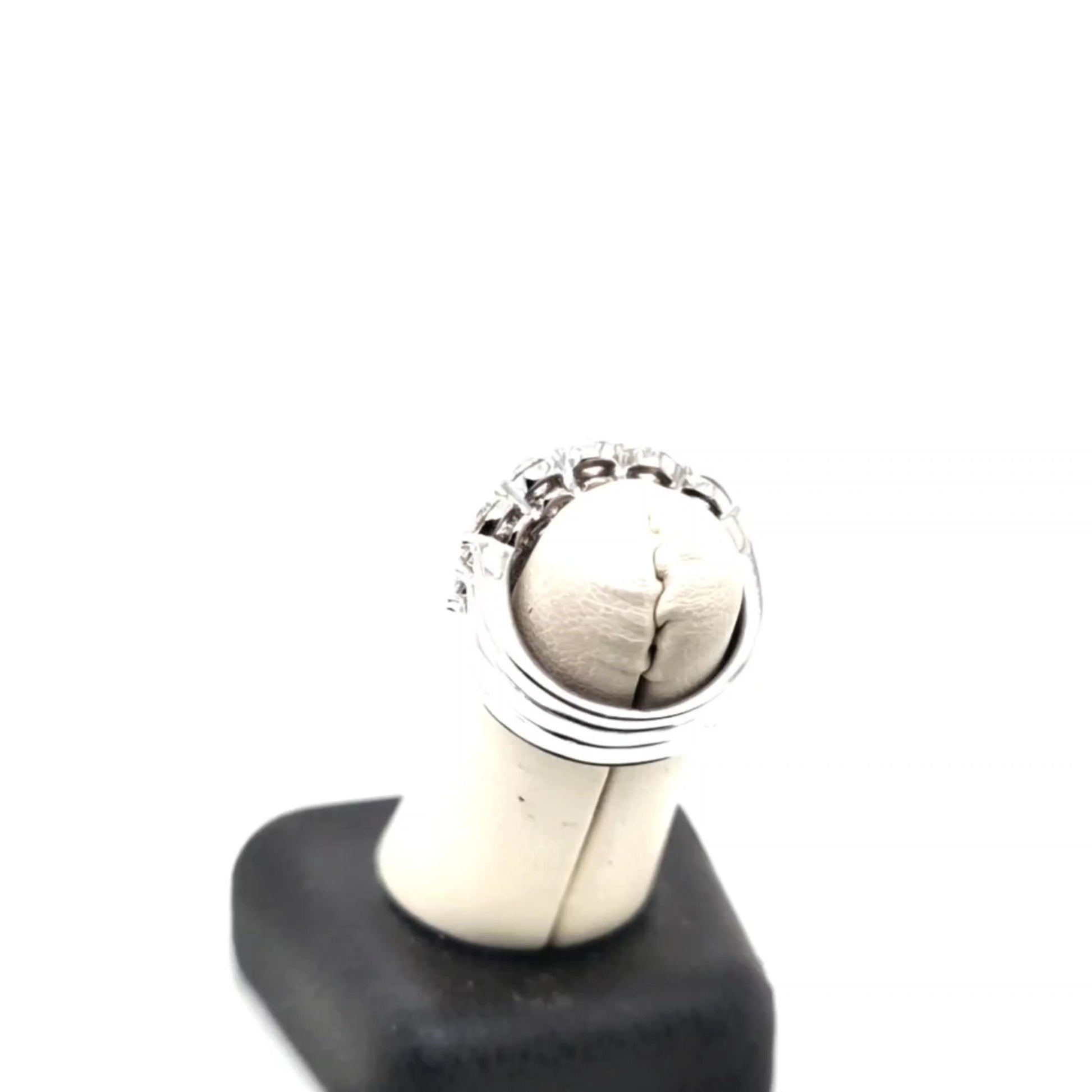 3 ROW DIAMOND RING 18K WHITE GOLD 3.12CTW