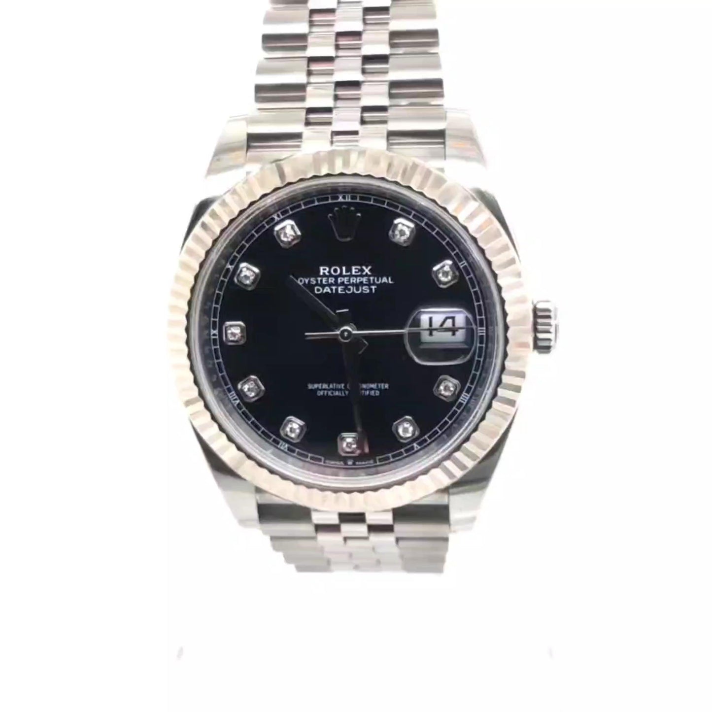 ROLEX DATEJUST 41MM DIAMOND DIAL FLUTED WITH CARD