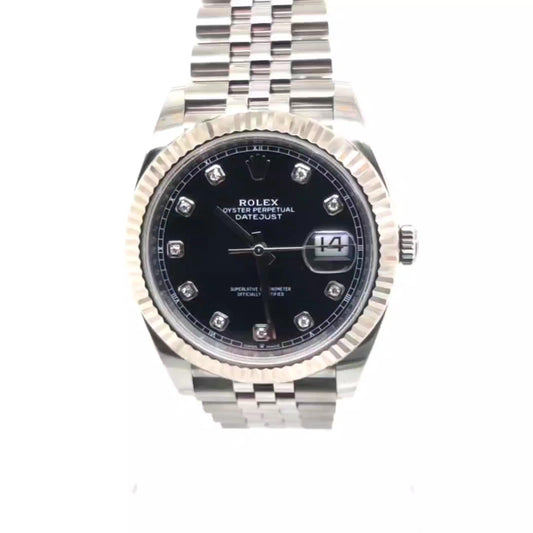 ROLEX DATEJUST 41MM DIAMOND DIAL FLUTED WITH CARD