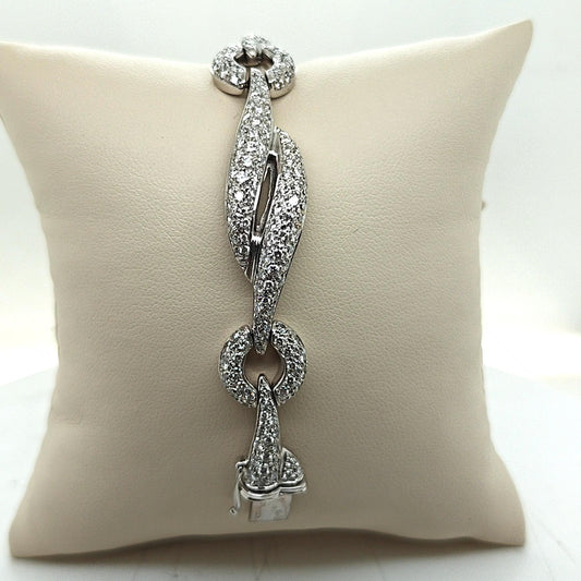 PAVE DIAMOND LINK  BRACELET 18K WHITE GOLD