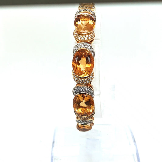 18KT YELLOW GOLD CITRIN AND DIAMONDS BANGLE