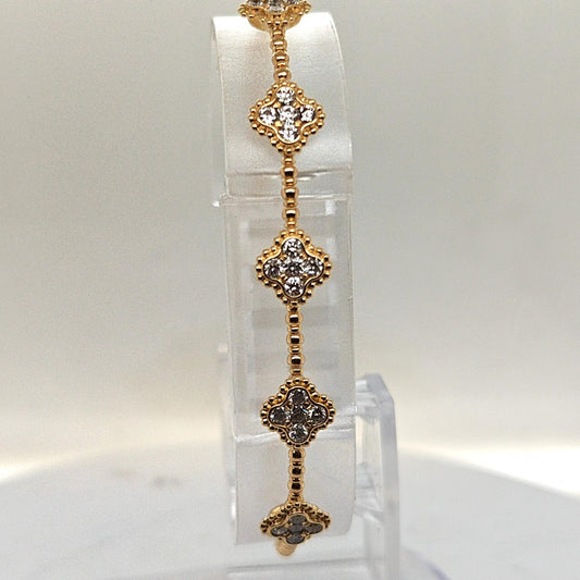 BANGLE BRACELET 1.00CT FLEXIBLE 18KT YELLOW GOLD 5 CLUSTERS OF DIAMONDS