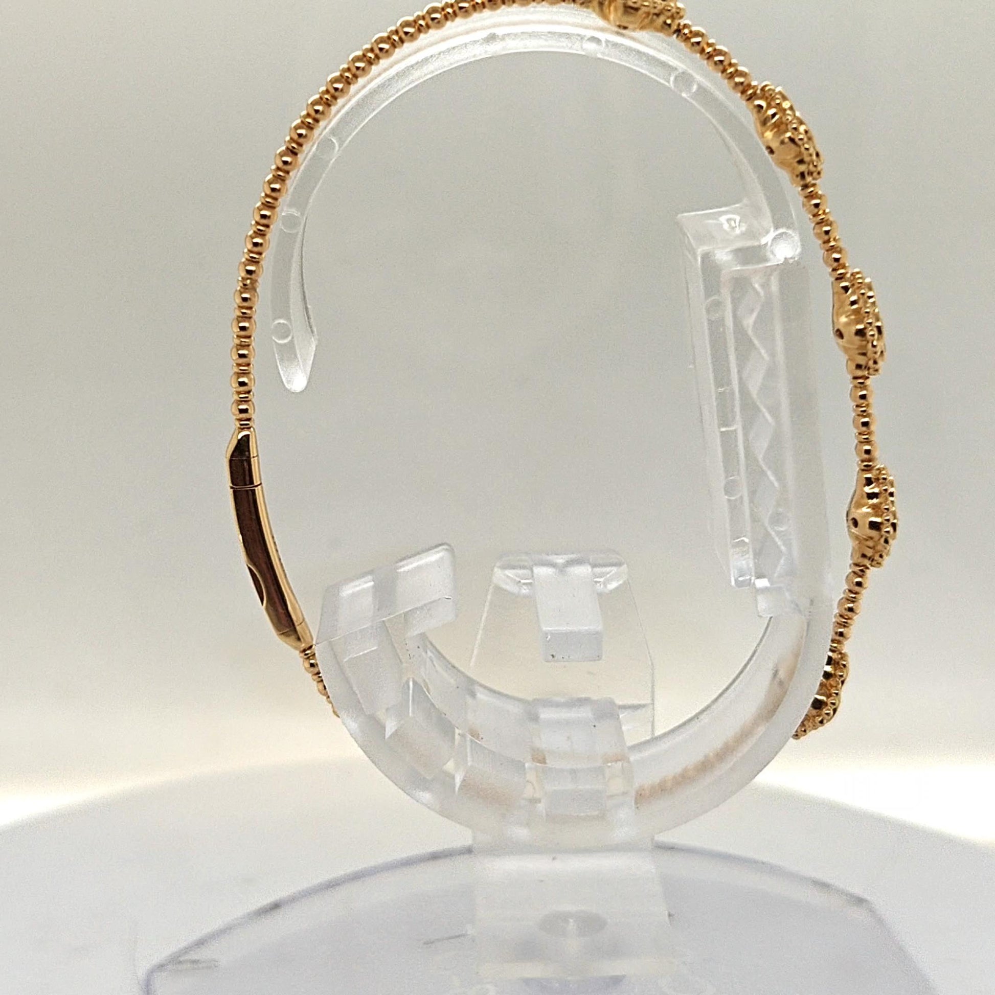 BANGLE BRACELET 1.00CT FLEXIBLE 18KT YELLOW GOLD 5 CLUSTERS OF DIAMONDS
