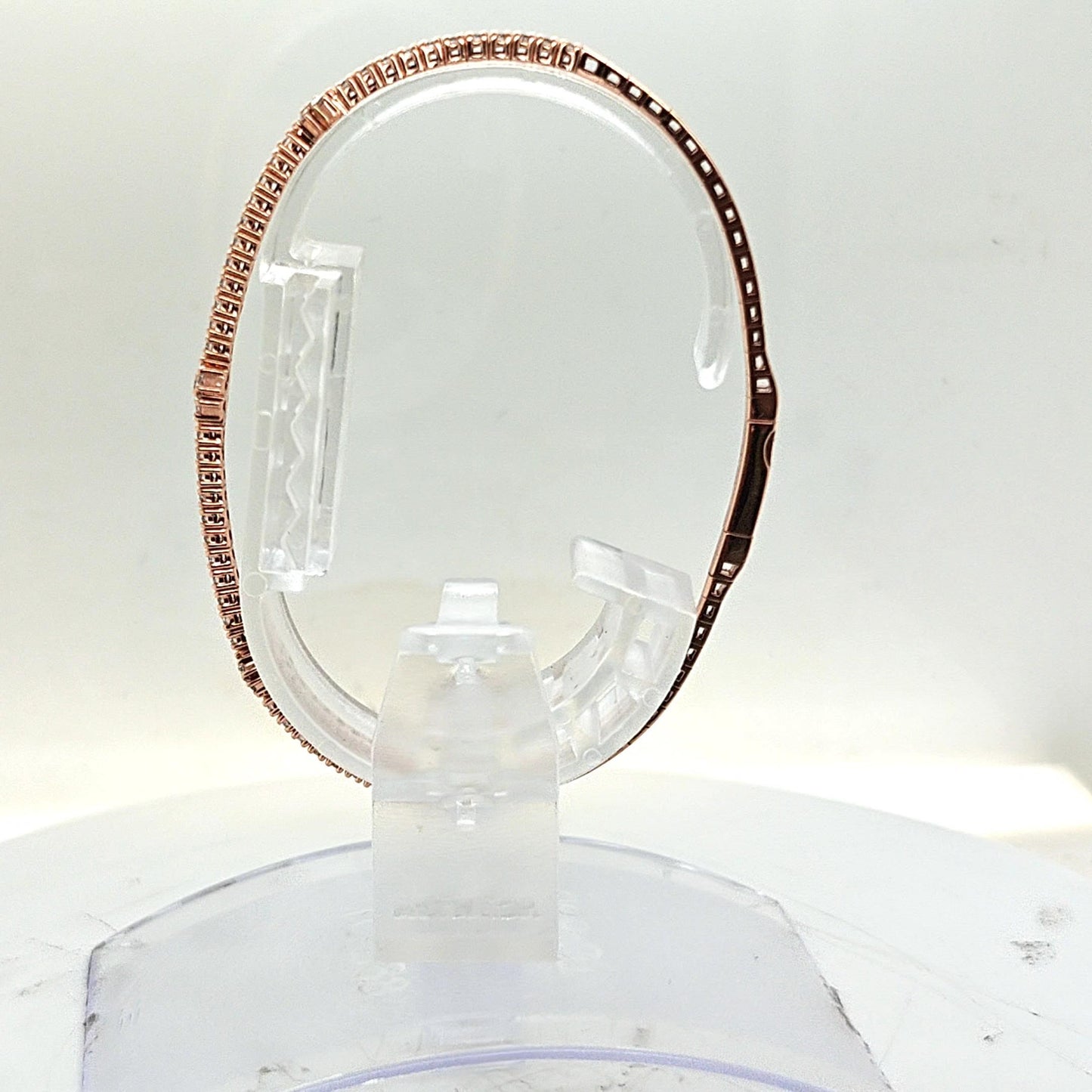 BANGLE BRACELET FLEXIBLE 3 DIAMOND CLUSTERS 18KT ROSE GOLD