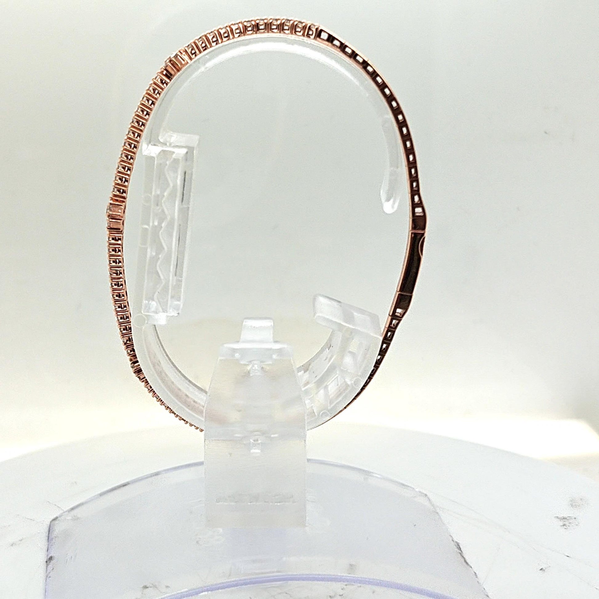 BANGLE BRACELET FLEXIBLE 3 DIAMOND CLUSTERS 18KT ROSE GOLD