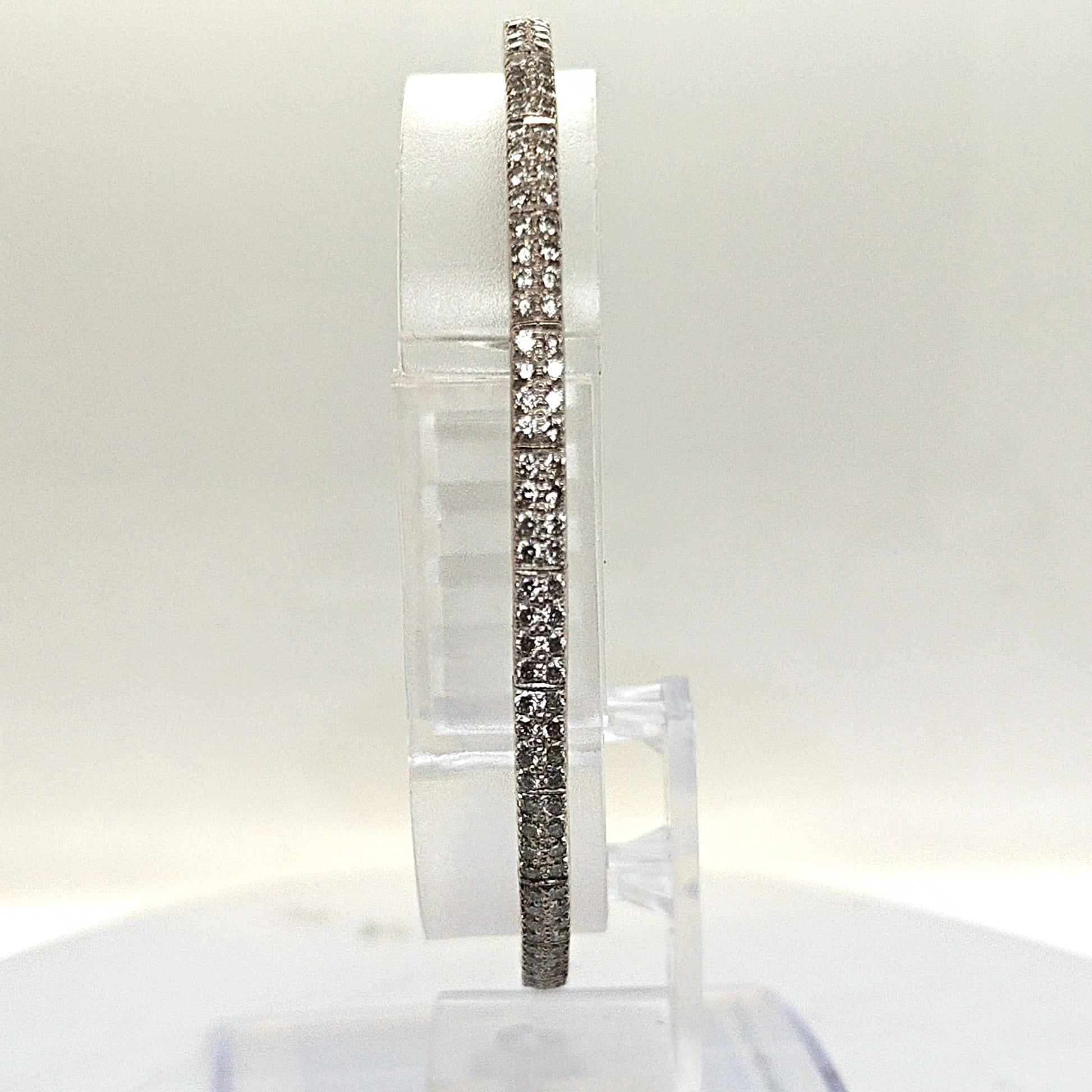 BANGLE CUFF BRACELET PAVE DIAMOND SET 18KT WHITE GOLD