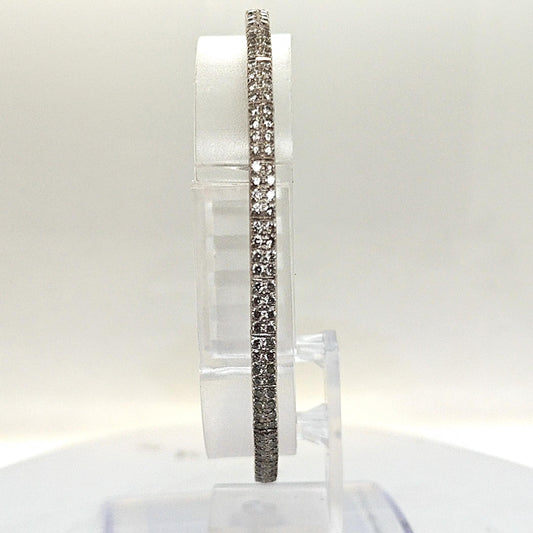 BANGLE CUFF BRACELET PAVE DIAMOND SET 18KT WHITE GOLD