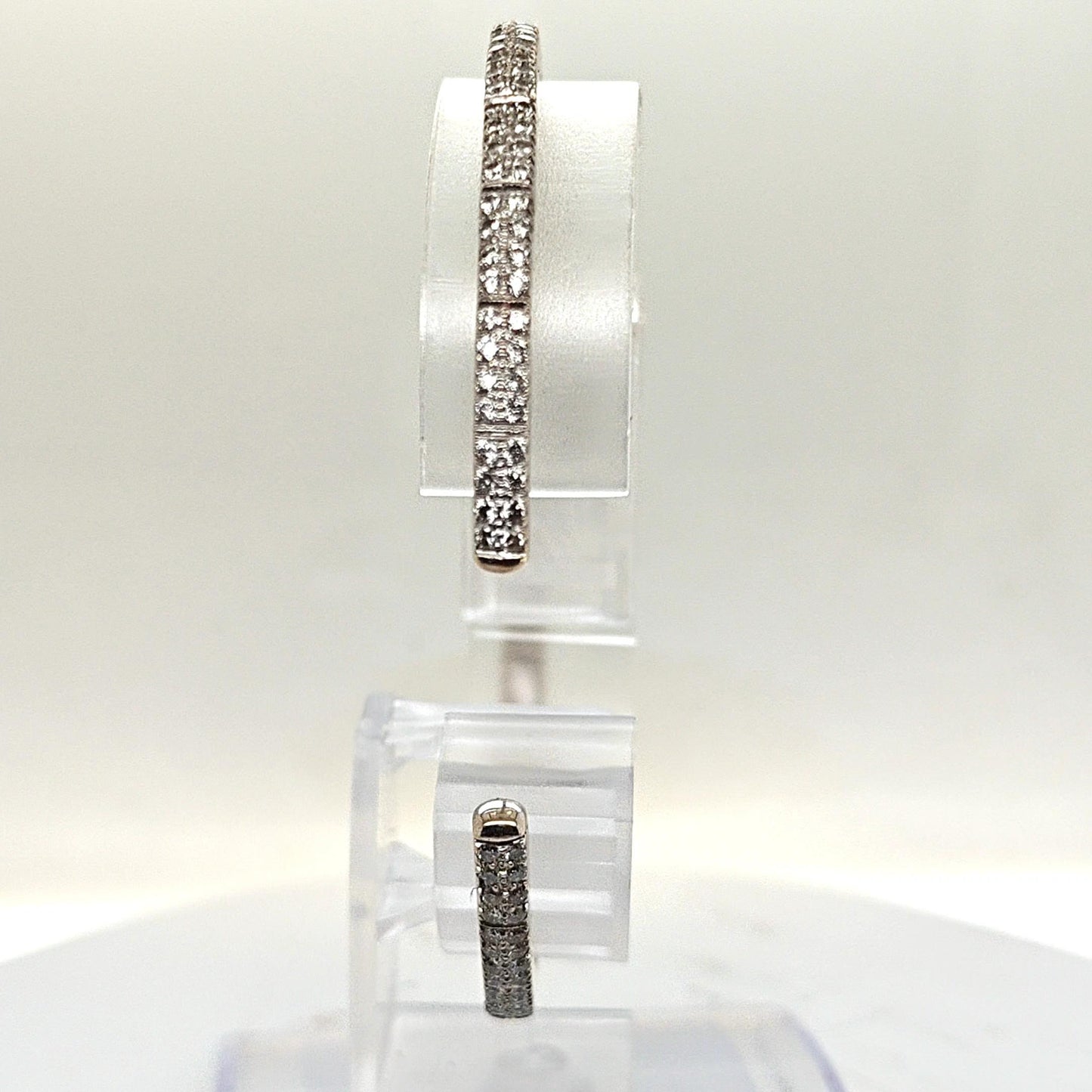 BANGLE CUFF BRACELET PAVE DIAMOND SET 18KT WHITE GOLD