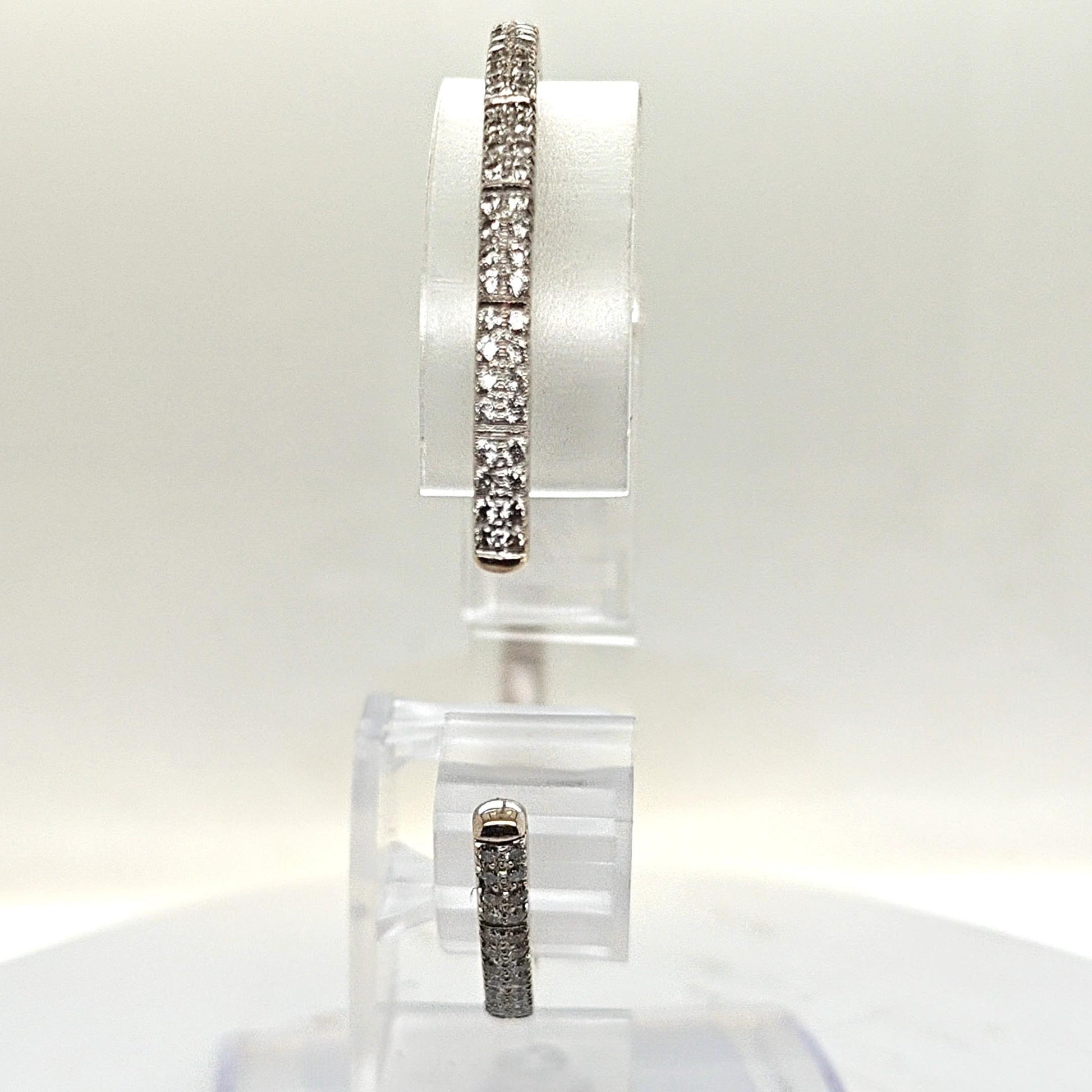 BANGLE CUFF BRACELET PAVE DIAMOND SET 18KT WHITE GOLD
