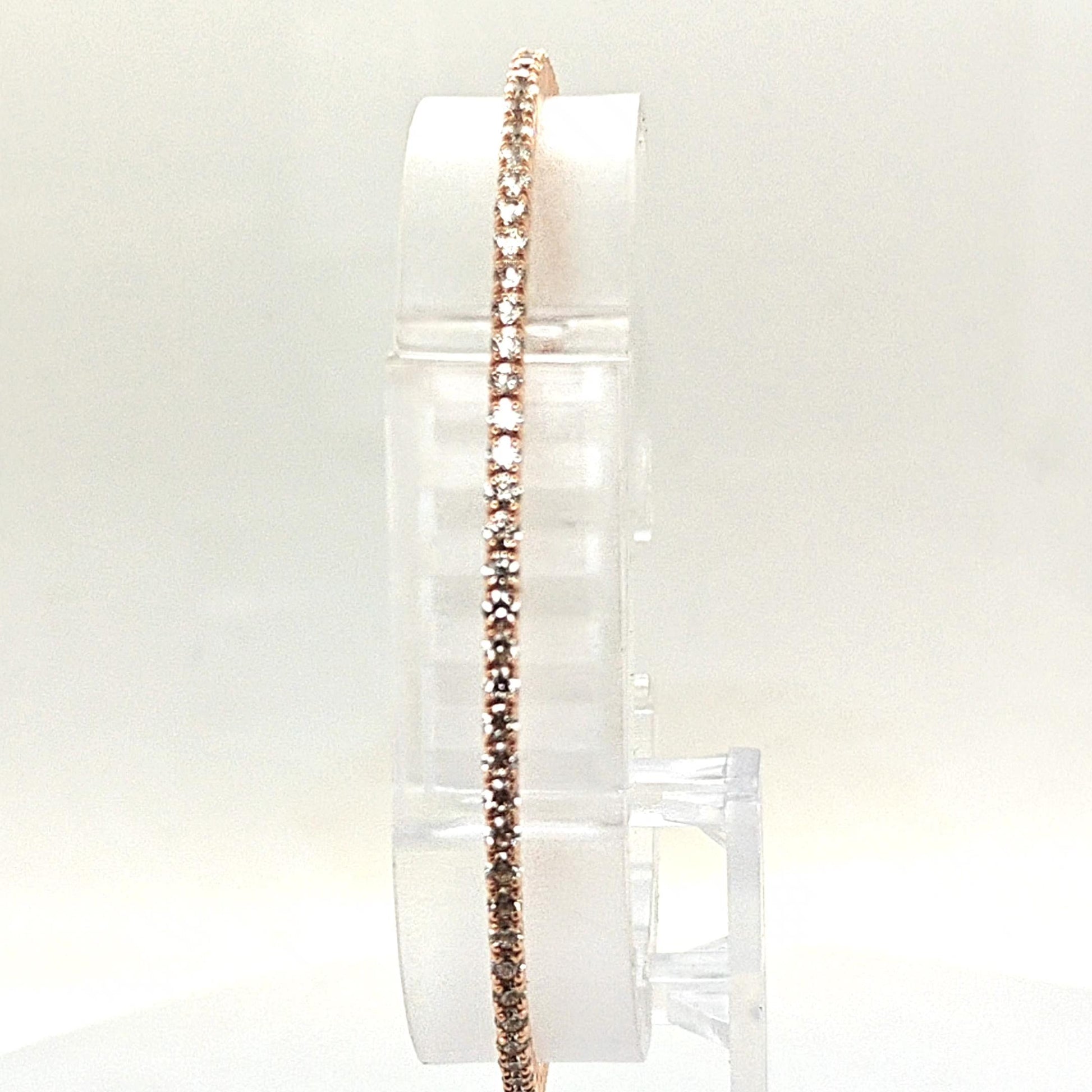 BANGLE BRACELET FLEXIBLE ROSE GOLD AND DIAMONDS