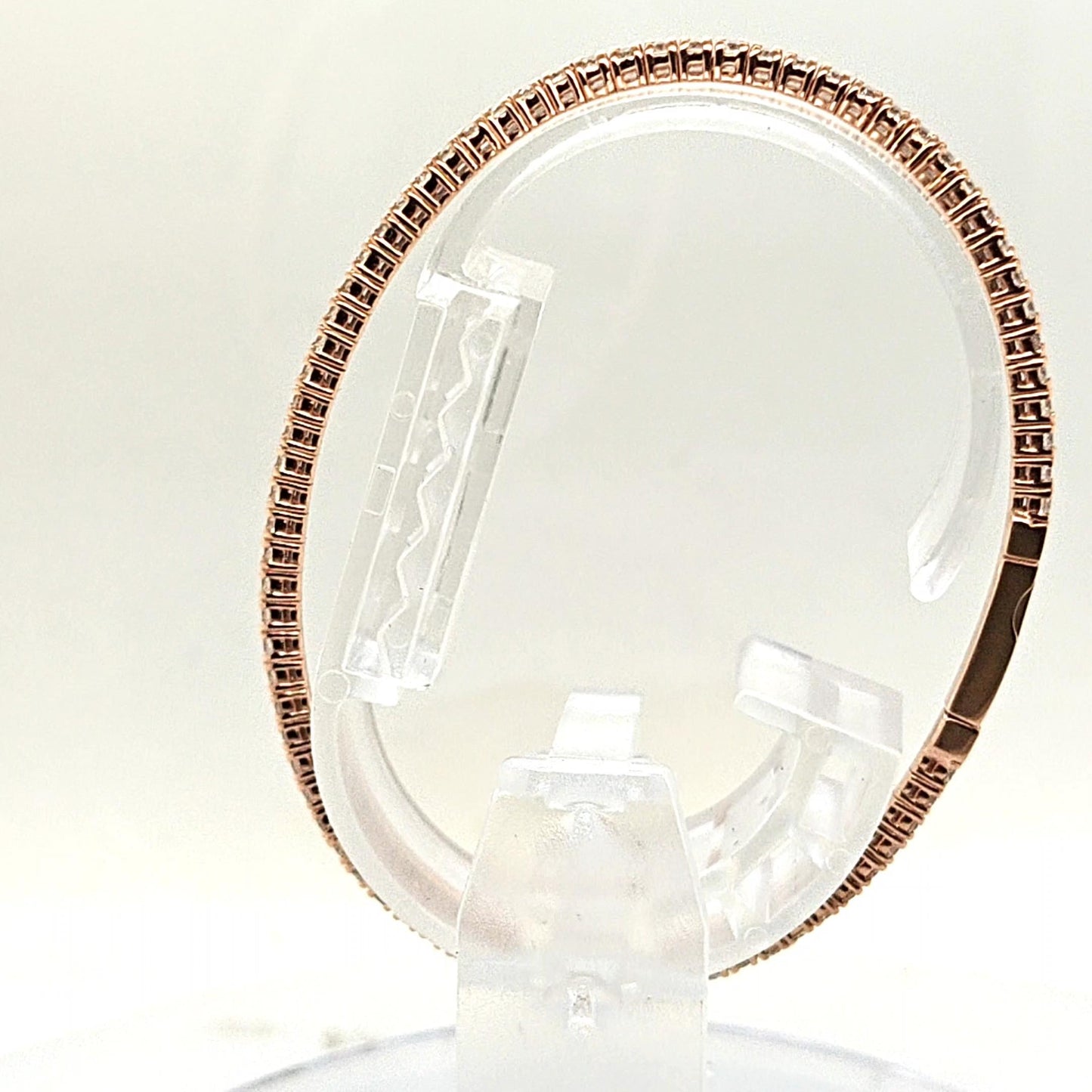 BANGLE BRACELET FLEXIBLE ROSE GOLD AND DIAMONDS