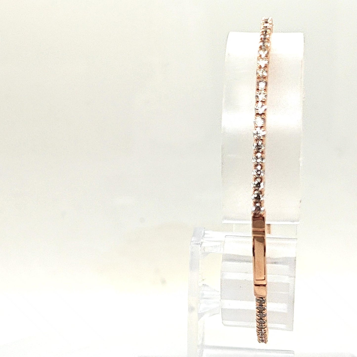 BANGLE BRACELET FLEXIBLE ROSE GOLD AND DIAMONDS