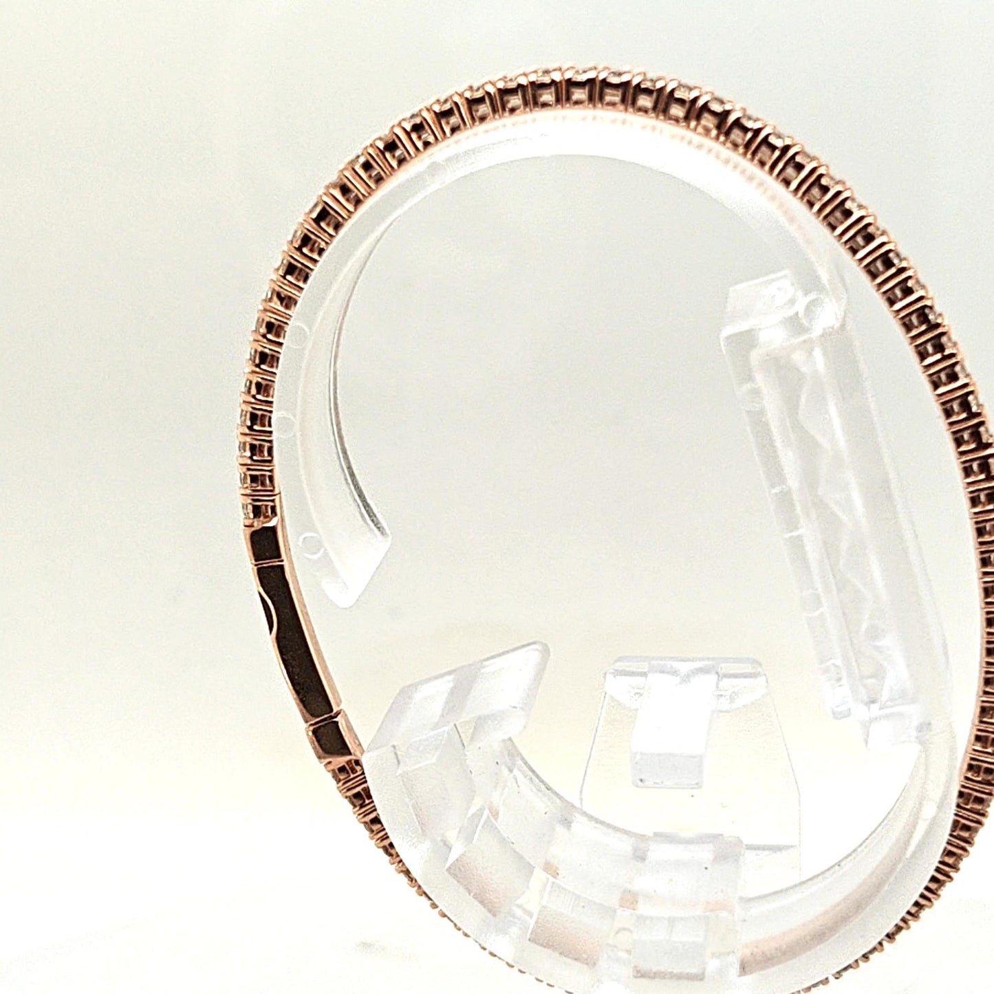 BANGLE BRACELET FLEXIBLE ROSE GOLD AND DIAMONDS