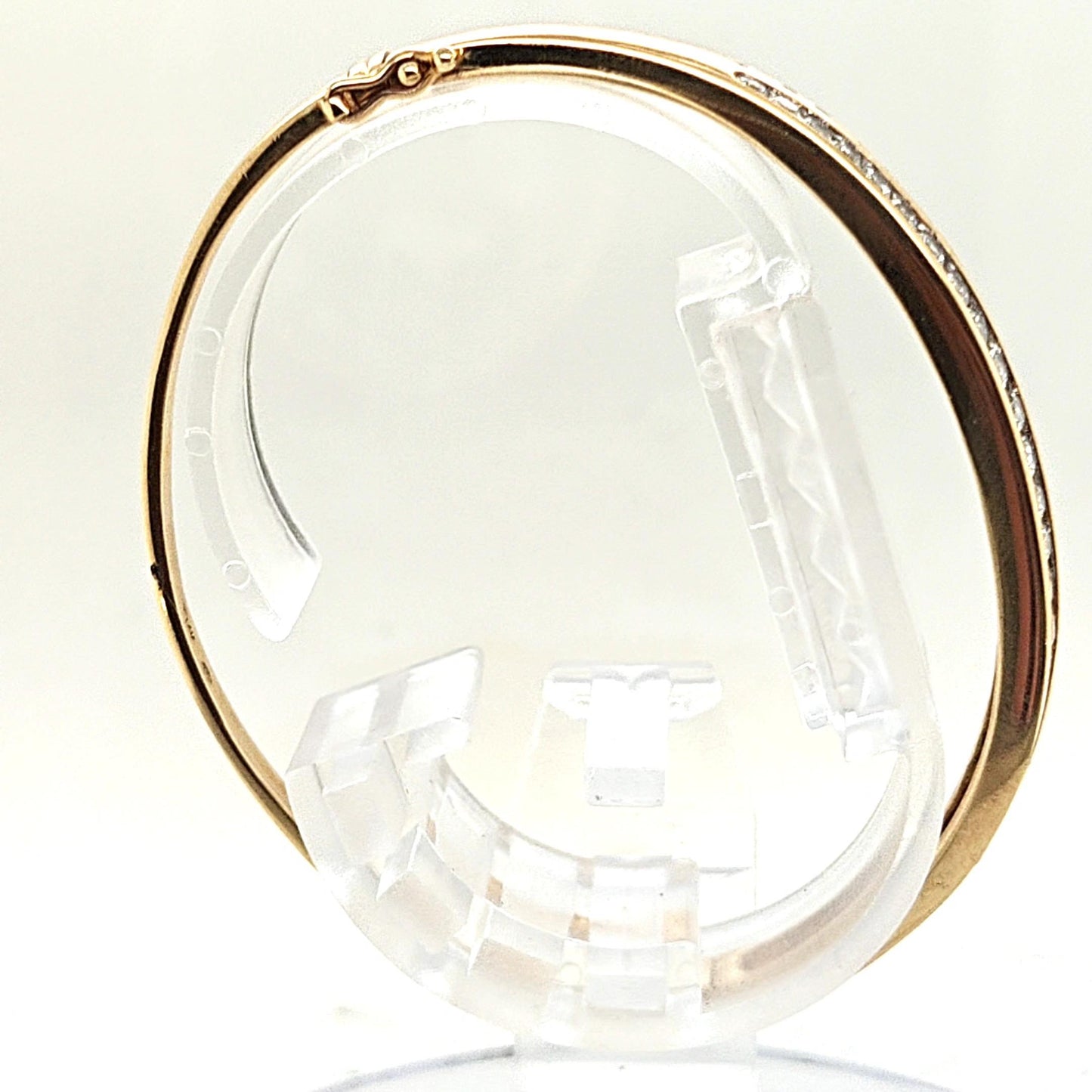 BANGLE BRACELET 2 ROW CHANNEL SET DIAMONDS IN YELLOW GOLD