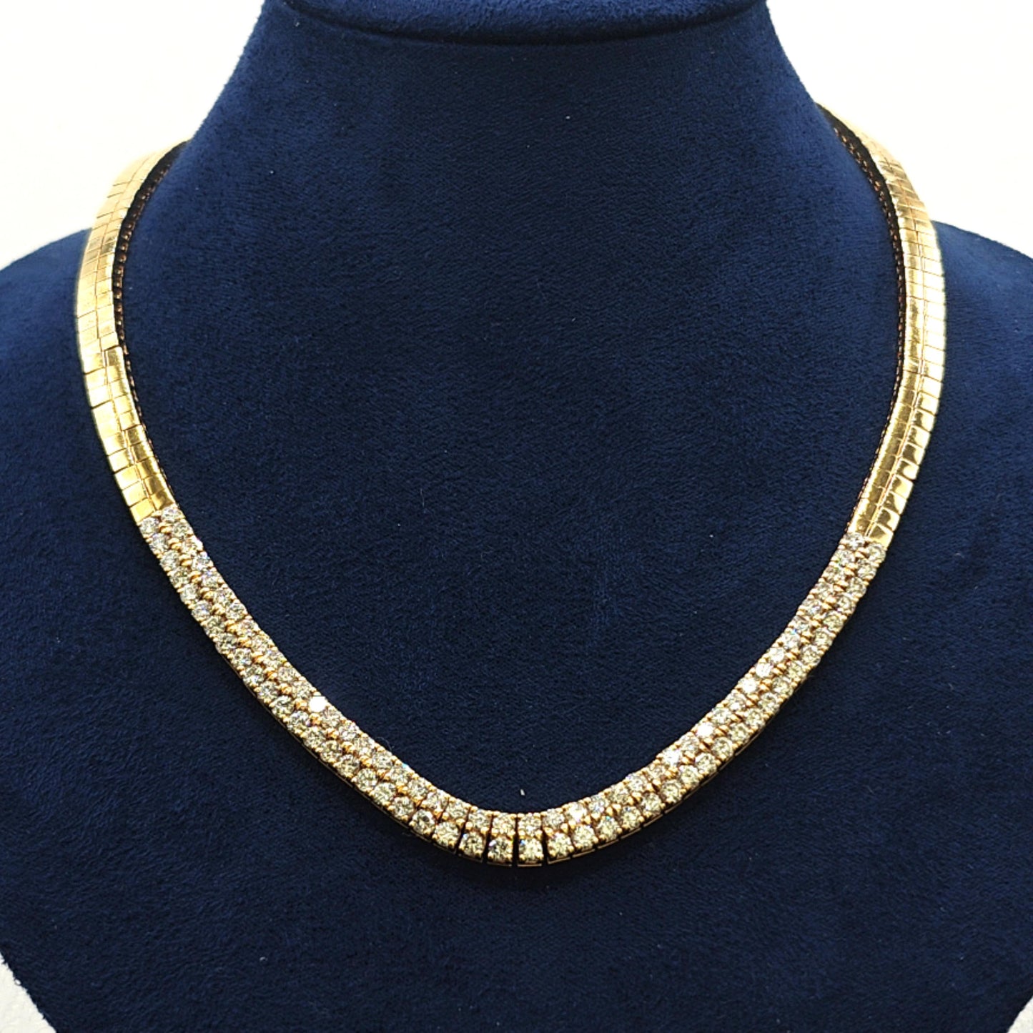TWO ROW DIAMOND NECKLACE YELLOW GOLD
