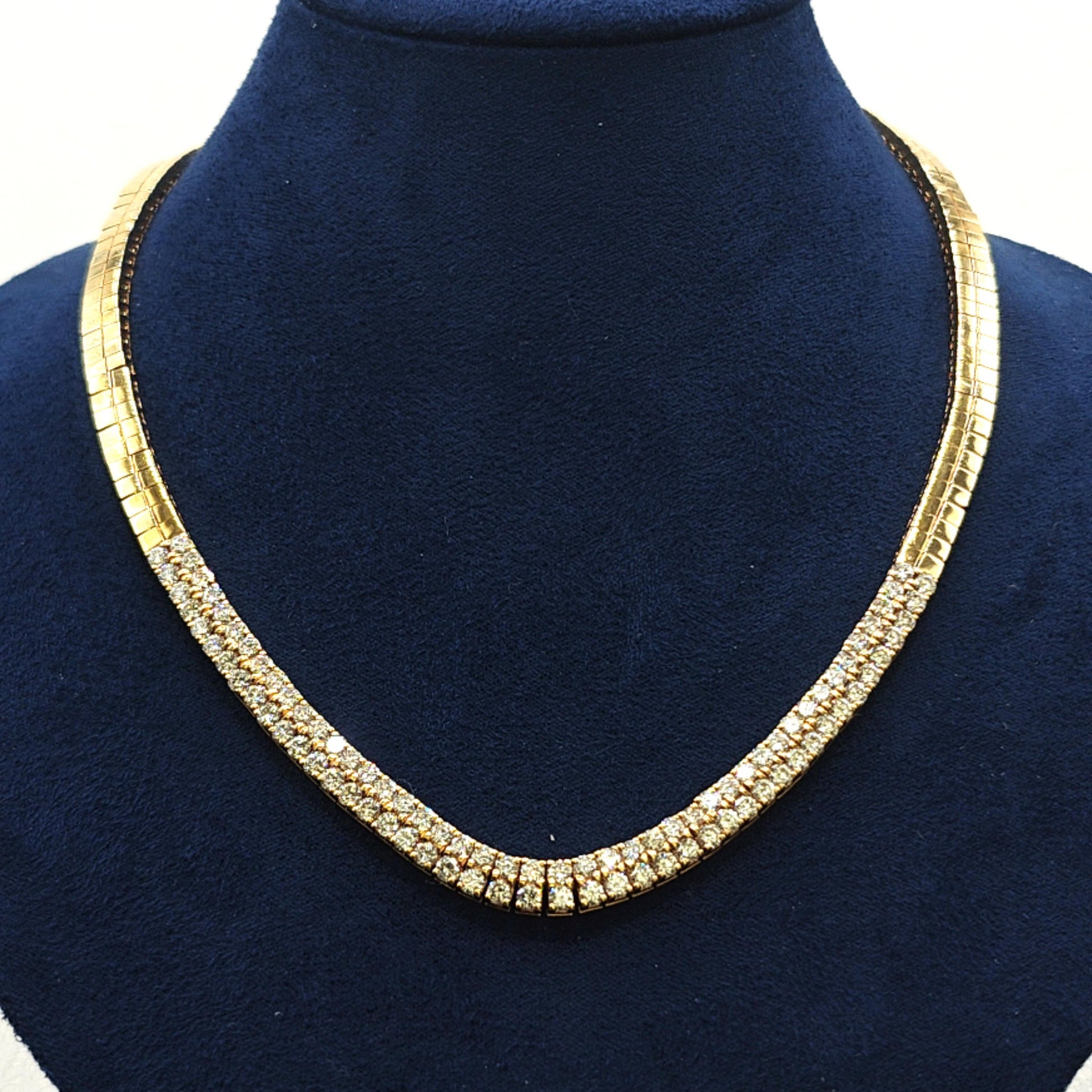 TWO ROW DIAMOND NECKLACE YELLOW GOLD