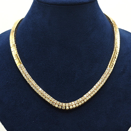 TWO ROW DIAMOND NECKLACE YELLOW GOLD
